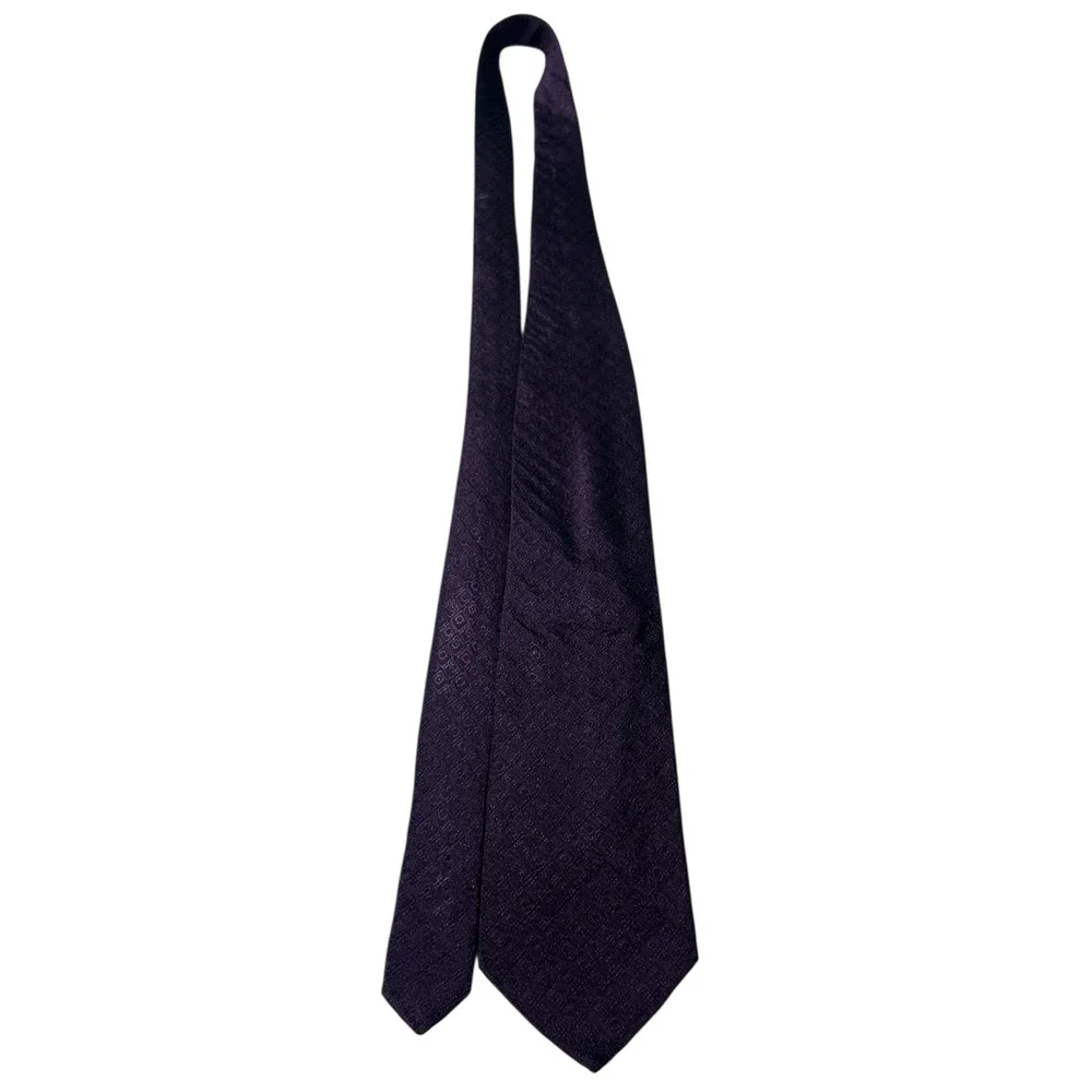 Gianni Viera Italy Luxury 100% Silk Tie - Deep Purple Geometric -‎ Elegant Men's